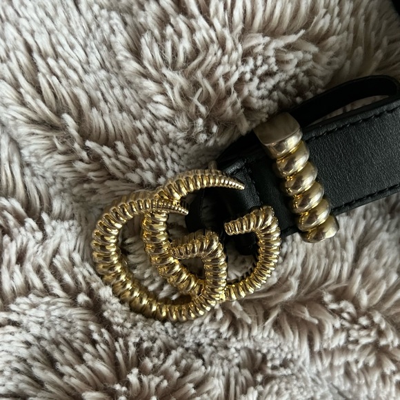 GUCCI Black Leather Torchon Double GG Belt - Picture 2 of 4